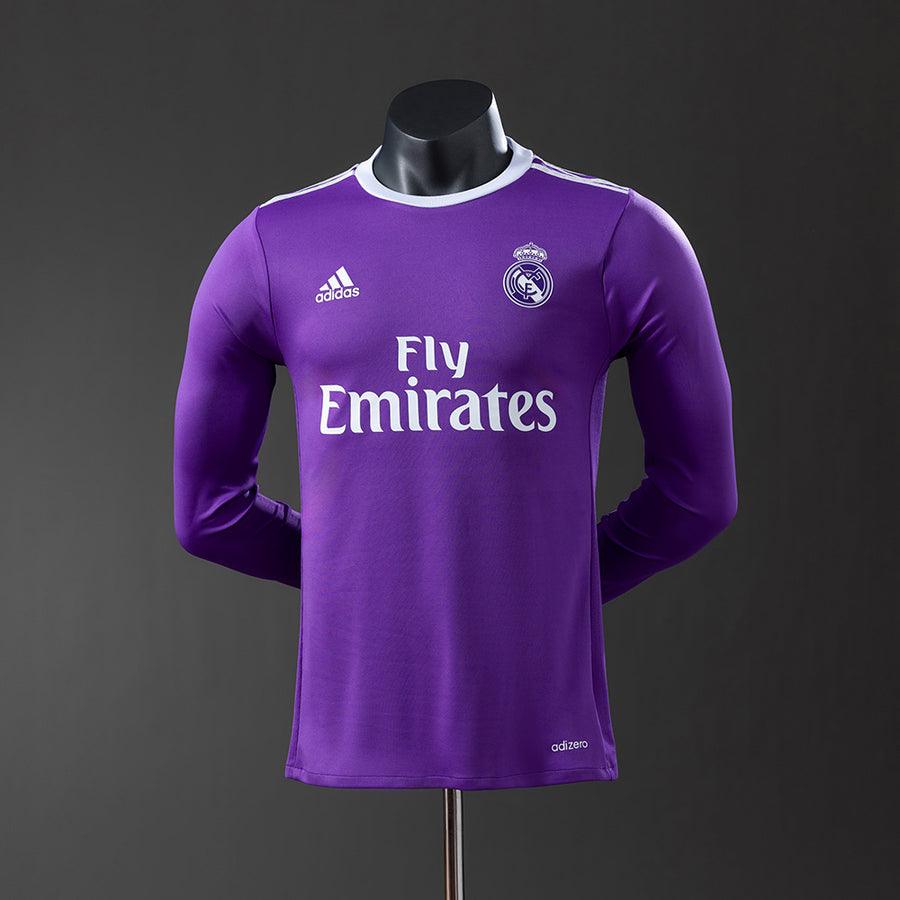 Real Madrid Secundária Retrô Manga Longa Versão Jogador Camisa 16/17