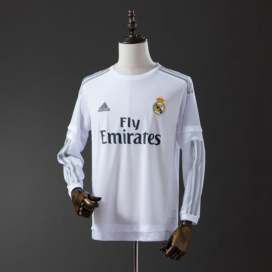 Real Madrid Principal Retrô Manga Longa Camisa 15/16