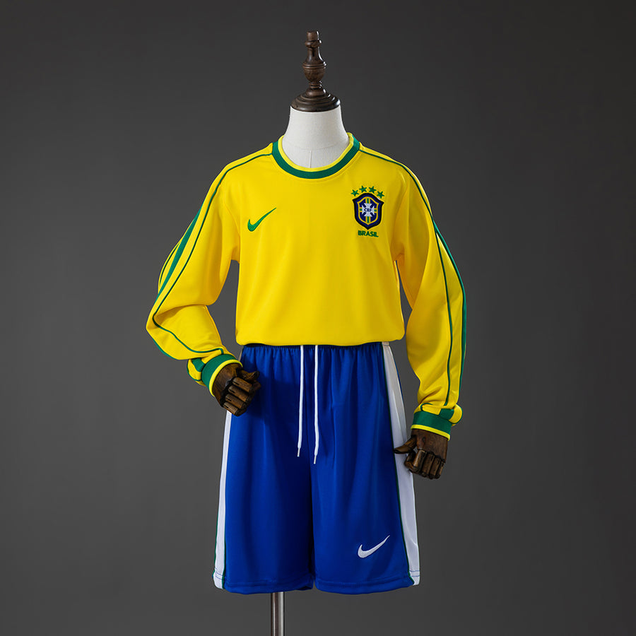 Brasil Principal Infantil Kit Retrô Manga Longa Camisa 2028