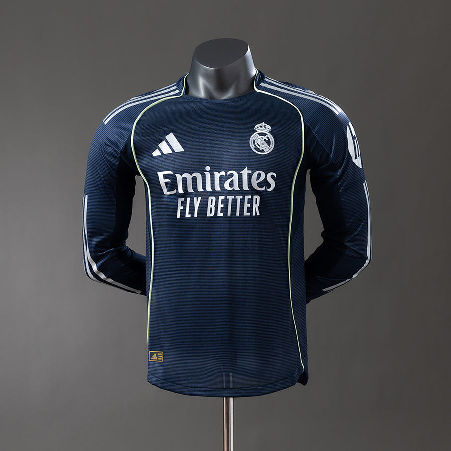 Real Madrid Secundária Manga Longa Versão Jogador Camisa 25/26