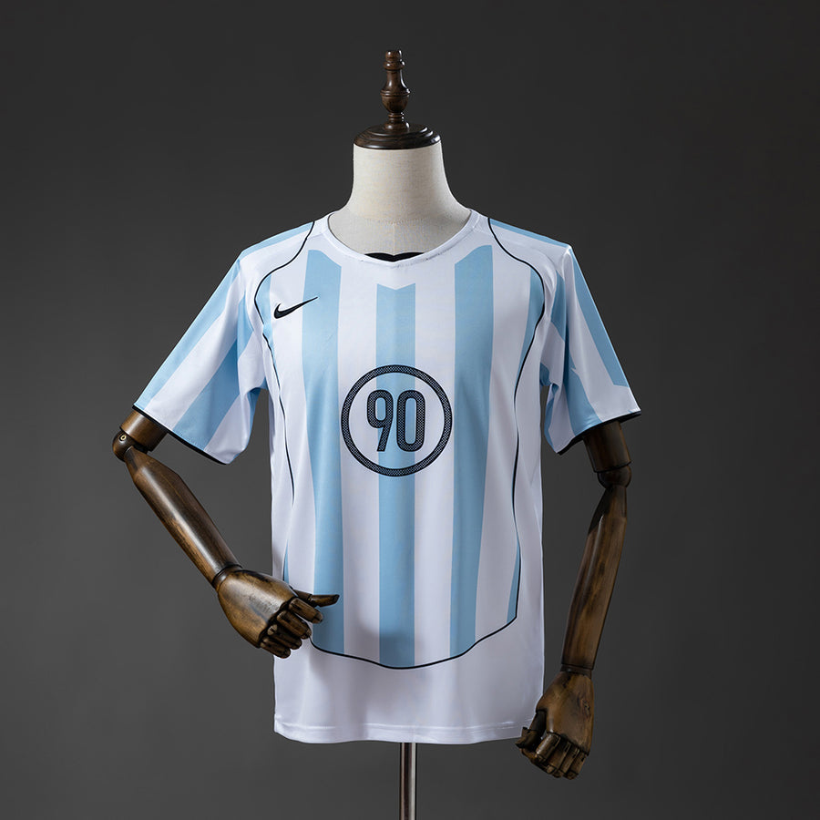 T90 Series - Branco and Azul Striped Camisas 2025