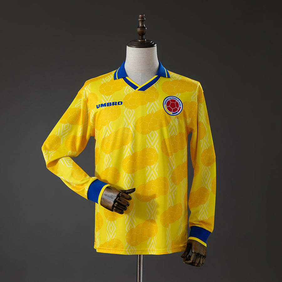 Colômbia Principal Retrô Manga Longa Camisa 1994
