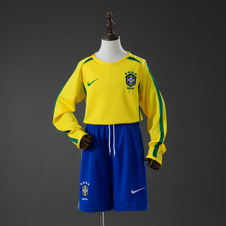 Brasil Principal Infantil Kit Retrô Manga Longa Camisa 2028