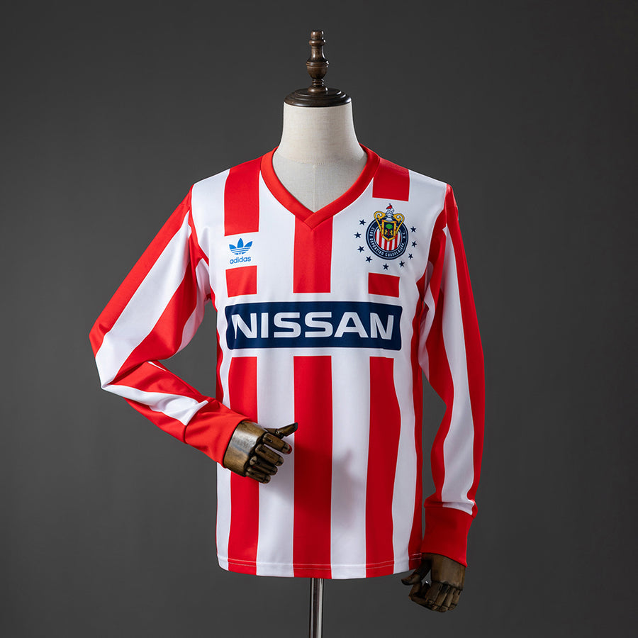 Chivas de Guadalajara Manga Longa Principal Retrô Camisa 90/91