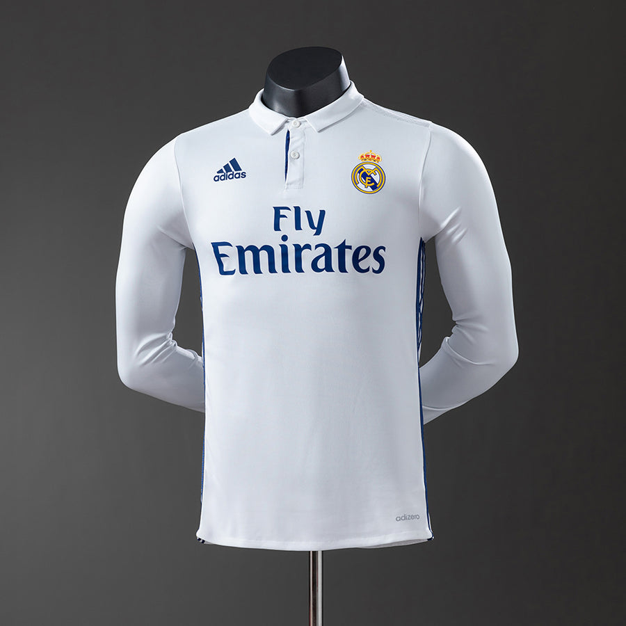 Real Madrid Principal Retrô Manga Longa Versão Jogador Camisa 16/17