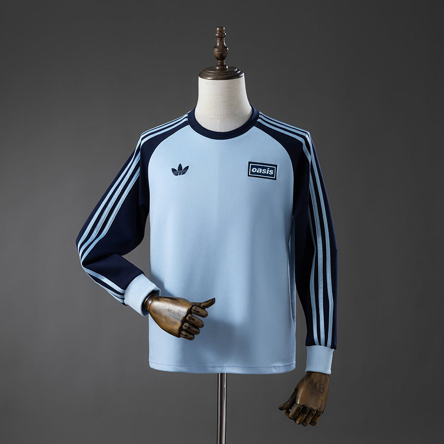 Oasis Tour Three-Striped - Azul Céu Manga Longa Camisa