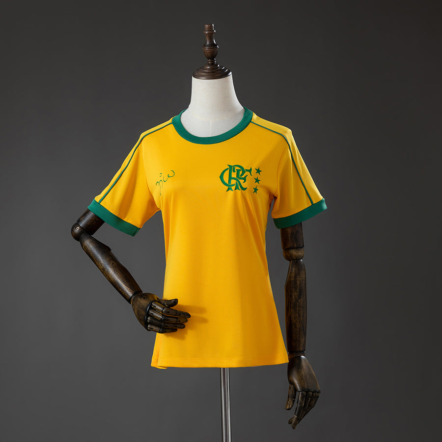 Flamengo Zico Signature World Versão Amarelo Womens Copa Camisa 26/27