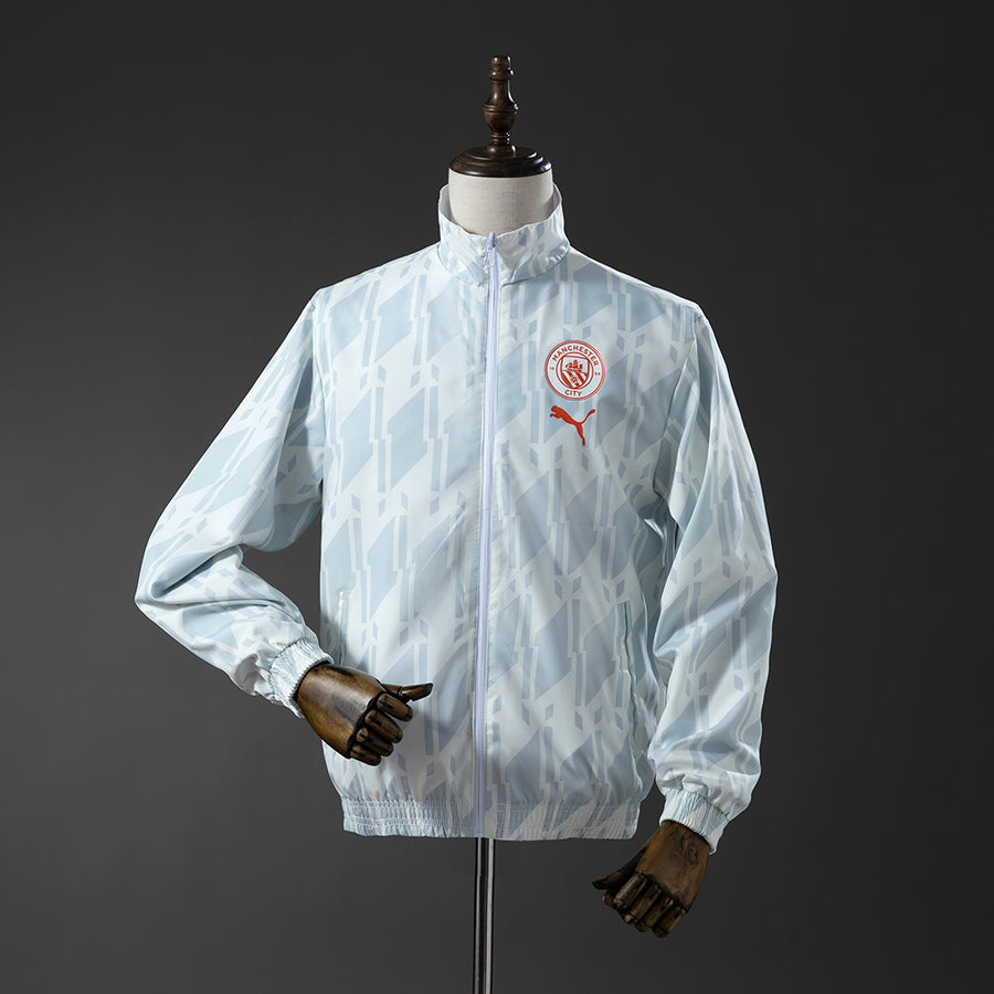 Manchester City Reversible - Branco & Verde Menta Corta Vento Jaqueta