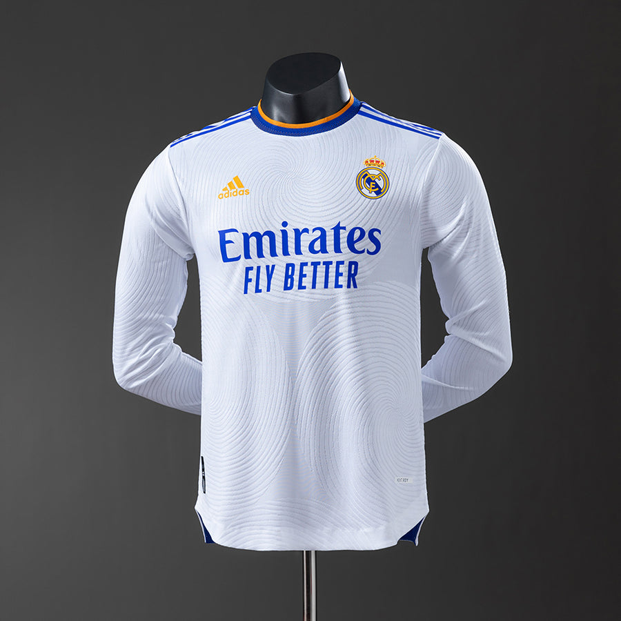 Real Madrid Principal Retrô Manga Longa Versão Jogador Camisa 21/22