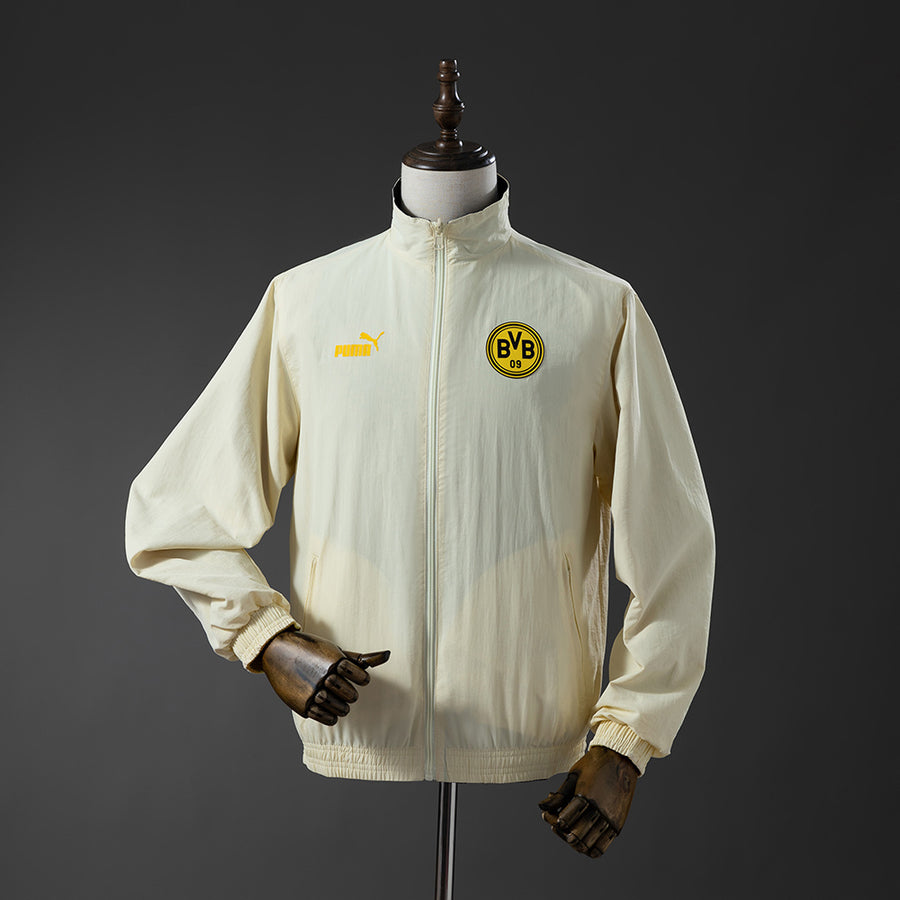 Borussia Dortmund Reversible - Preto & Bege Corta Vento Jaqueta