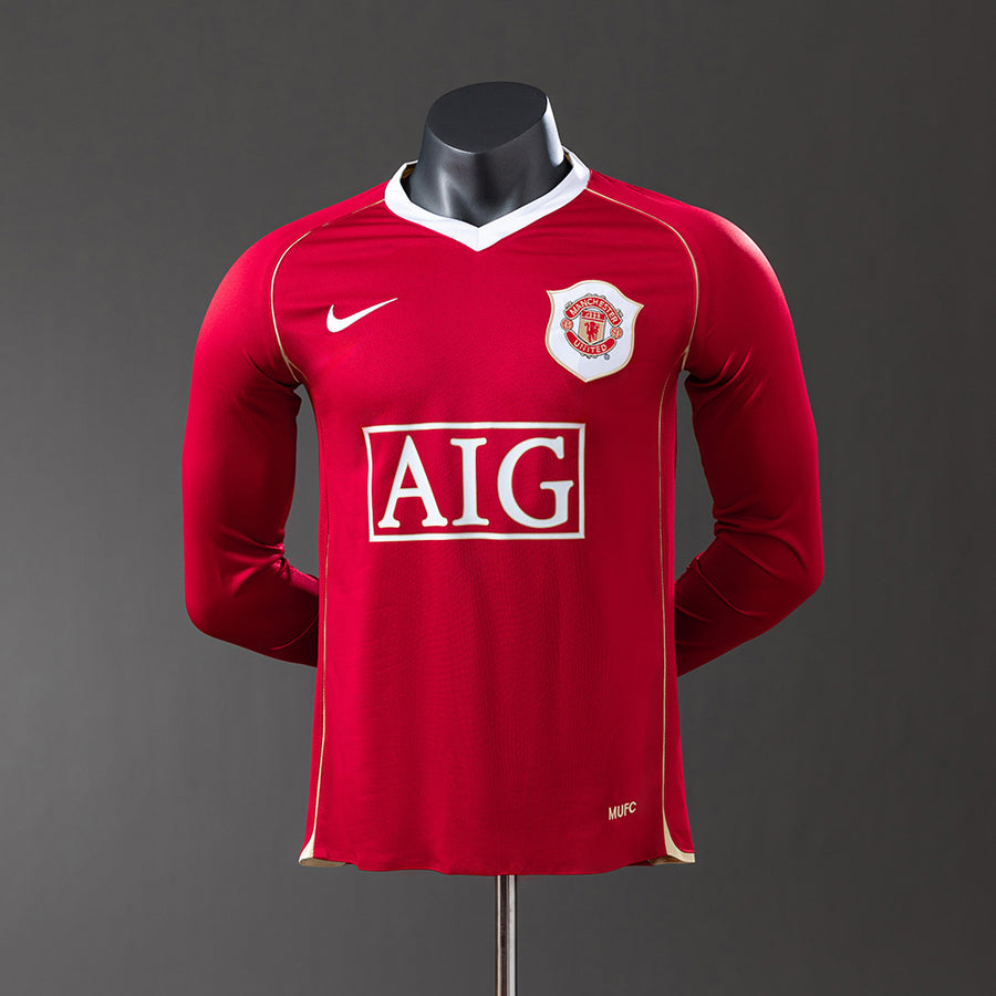 Manchester United Principal Retrô Manga Longa Versão Jogador Camisa 06/07