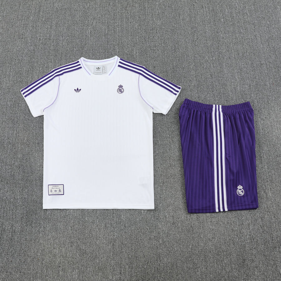 Conjunto Social Real Madrid Retrô Treino Manga Curta 25/26