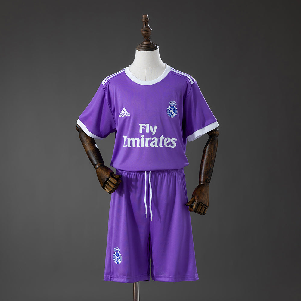 Real Madrid Secundária Infantil Kit Retrô Camisa 16/17