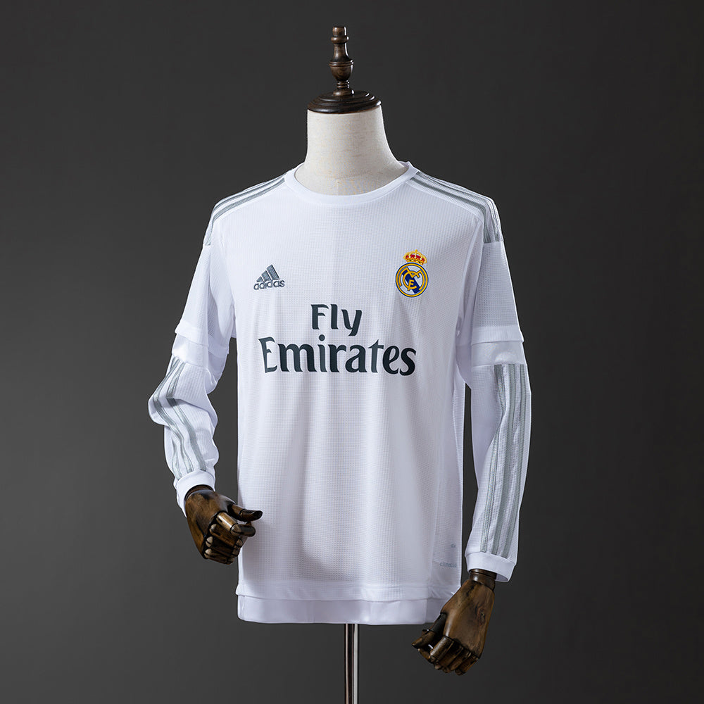 Real Madrid Principal Retrô Manga Longa Camisa 15/16