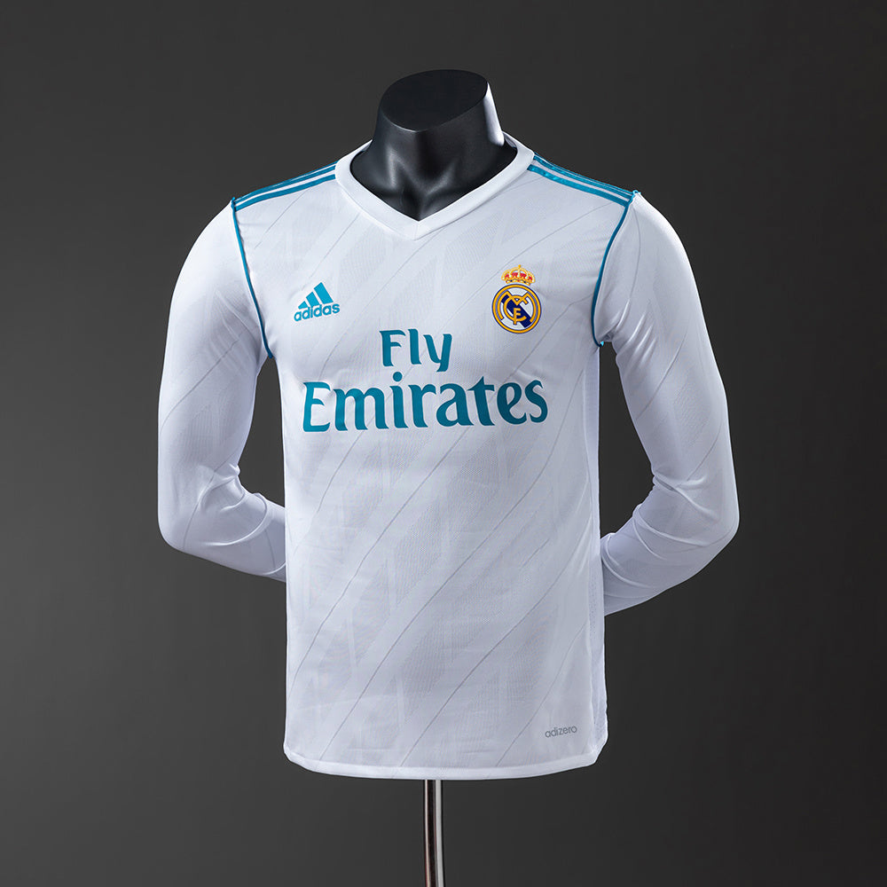 Real Madrid Principal Retrô Manga Longa Versão Jogador Camisa 17/18