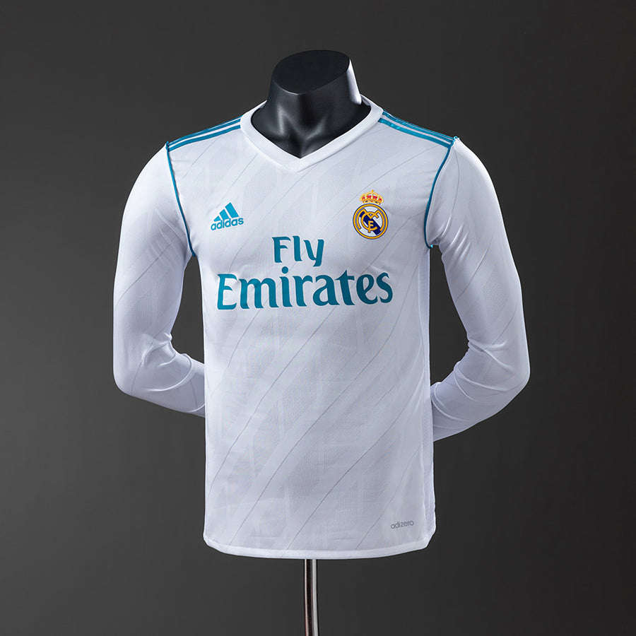 Real Madrid Principal Retrô Manga Longa Versão Jogador Camisa 17/18