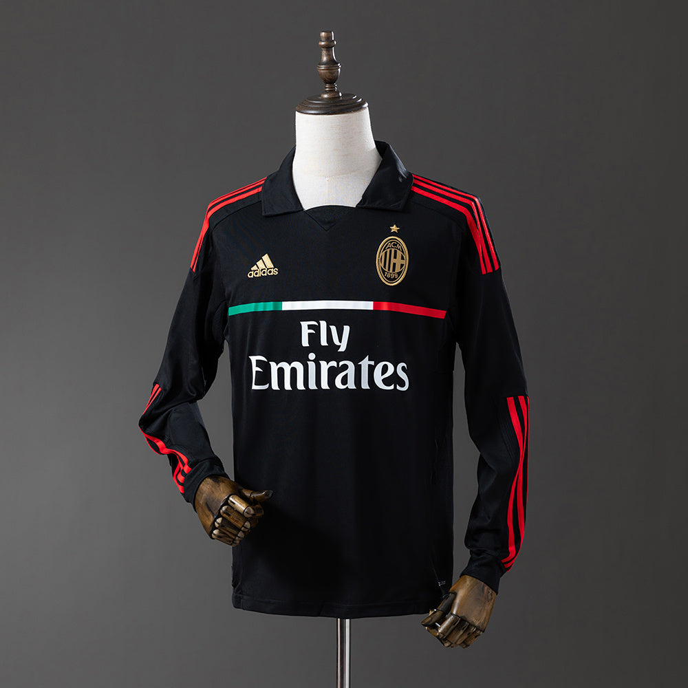AC Milan Secundária Retrô Manga Longa Camisa 11/12