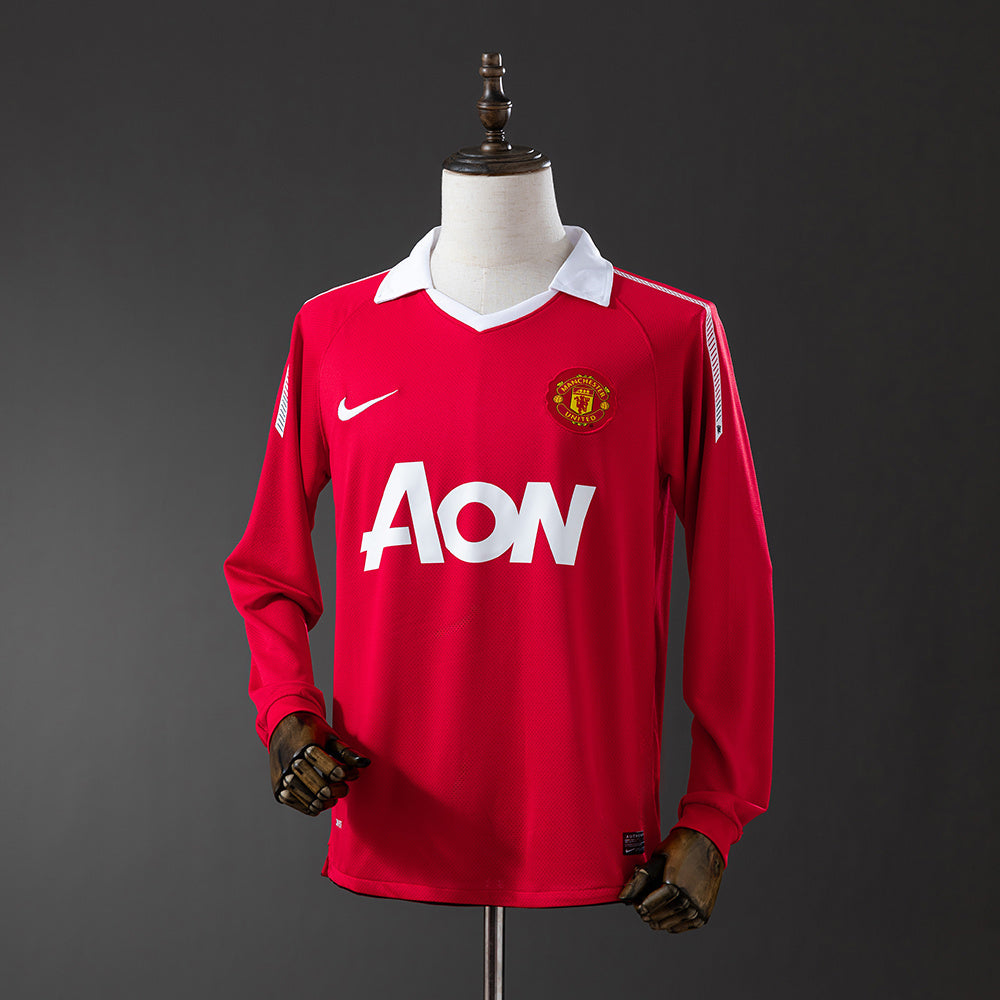 Manchester United Principal Retrô Manga Longa Camisa 10/11