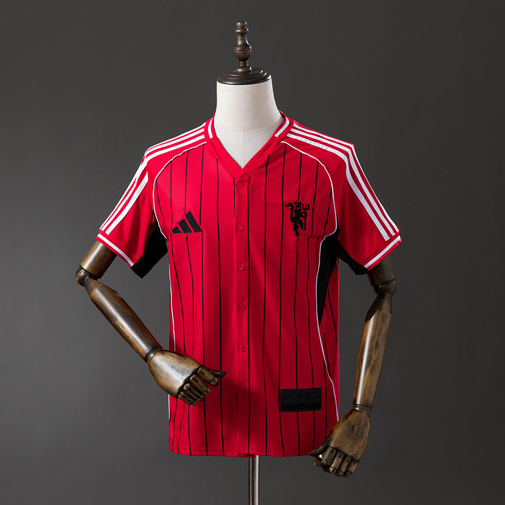 Manchester United US Pack Full-Button Baseball Vermelho Camisa 25/26