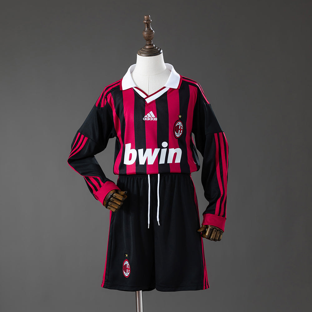AC Milan Principal Infantil Kit Retrô Manga Longa Camisa 09/10