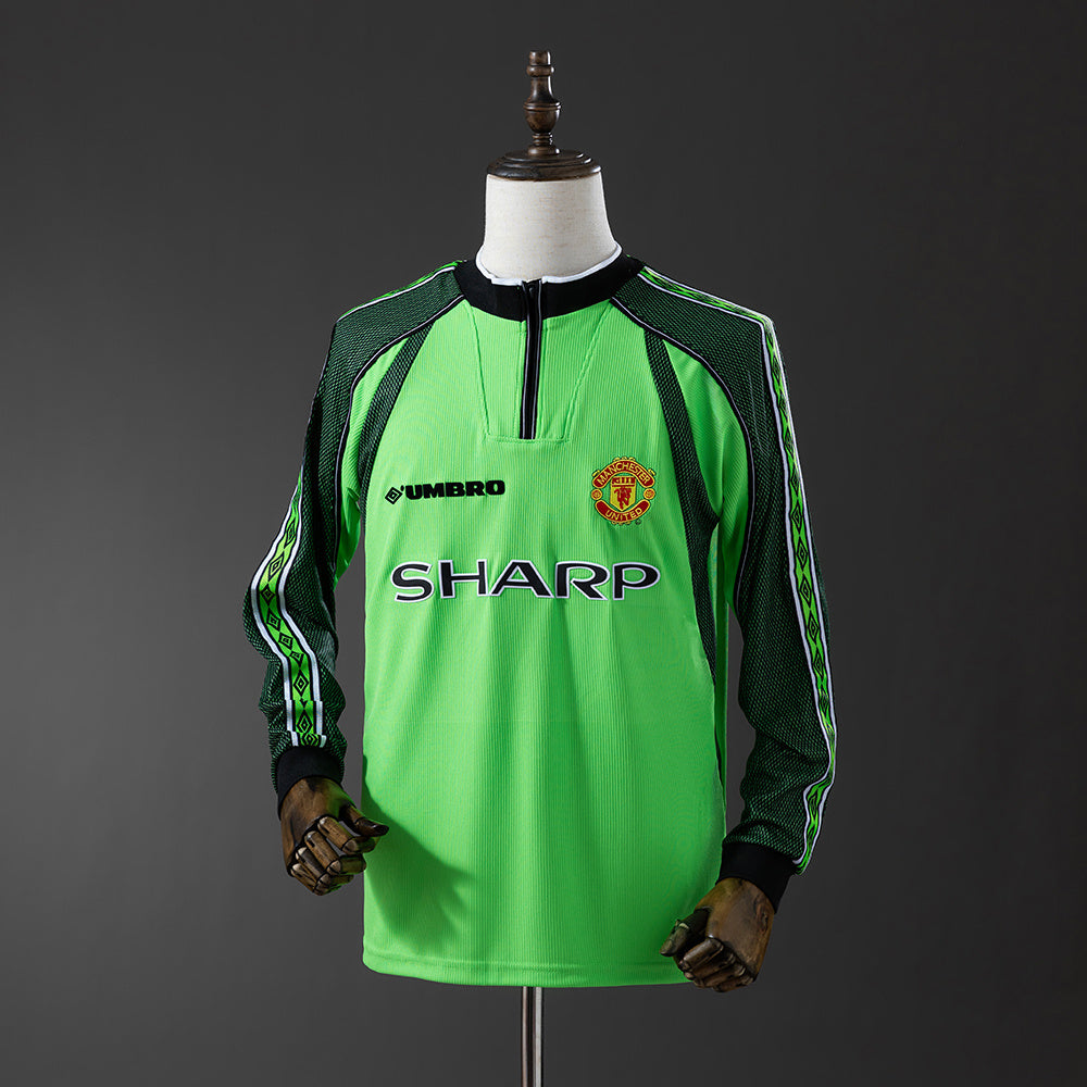 Manchester United - Verde Goleiro Retrô Manga Longa Camisa 98/99