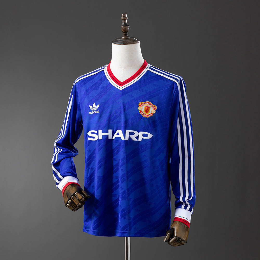 Manchester United Secundária Segunda Retrô Manga Longa Camisa 1988