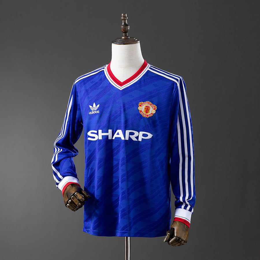 Manchester United Secundária Segunda Retrô Manga Longa Camisa 1988