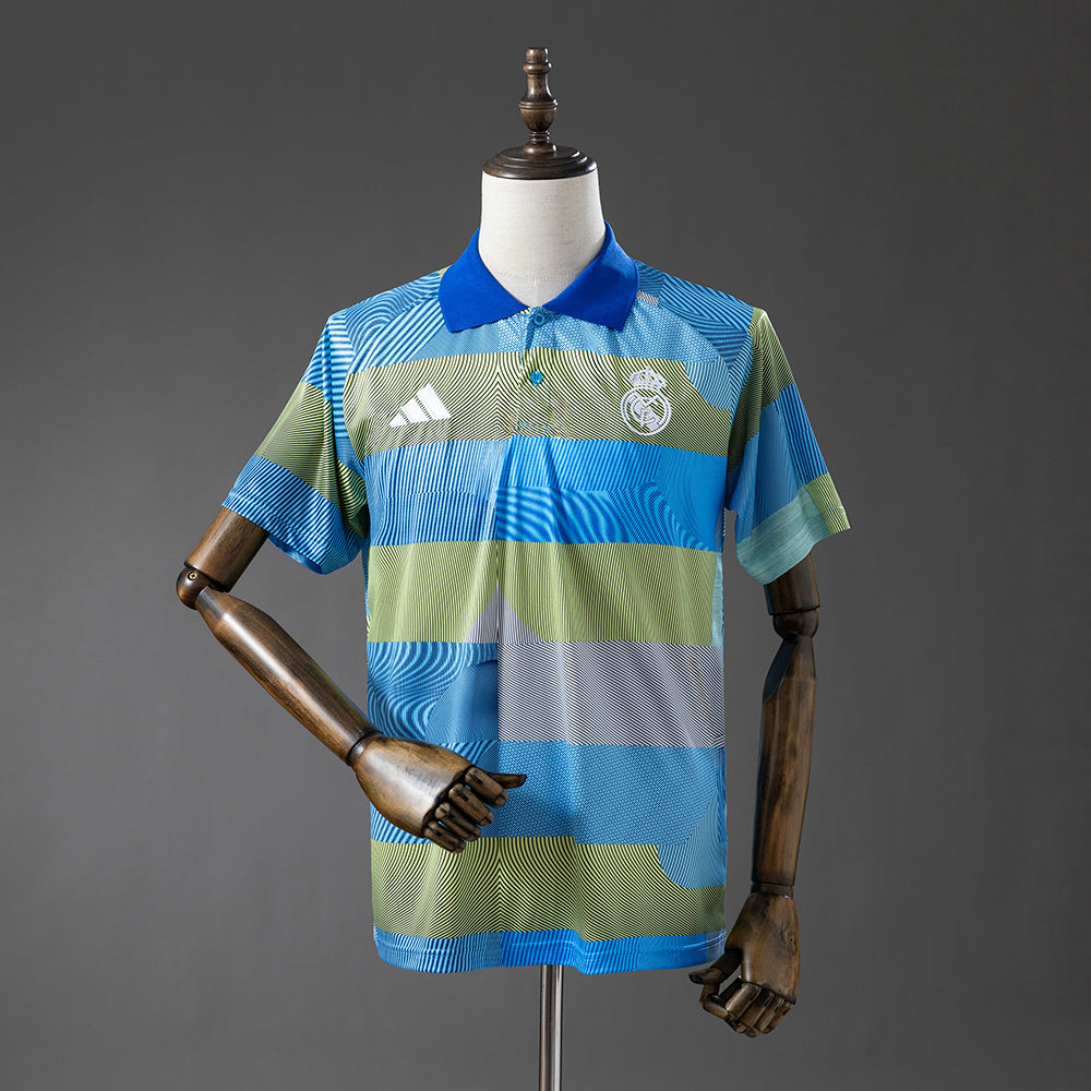 Real Madrid - Verde Striped Tray Polo 25/26