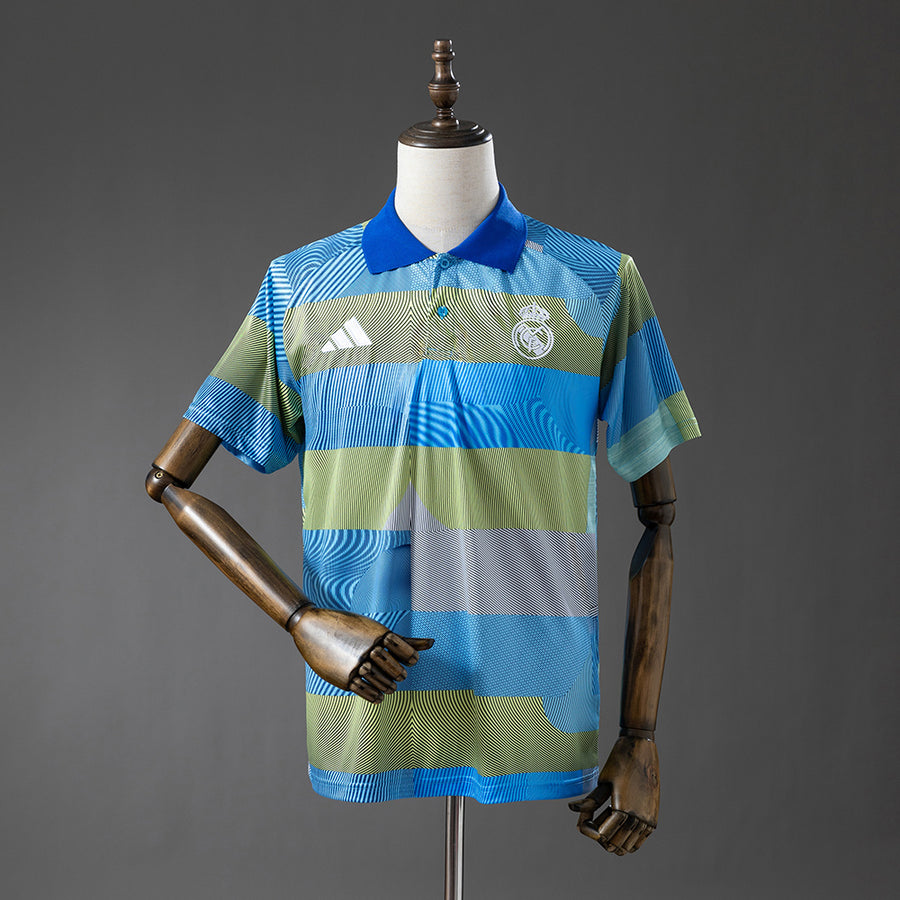 Real Madrid - Verde Striped Tray Polo 25/26
