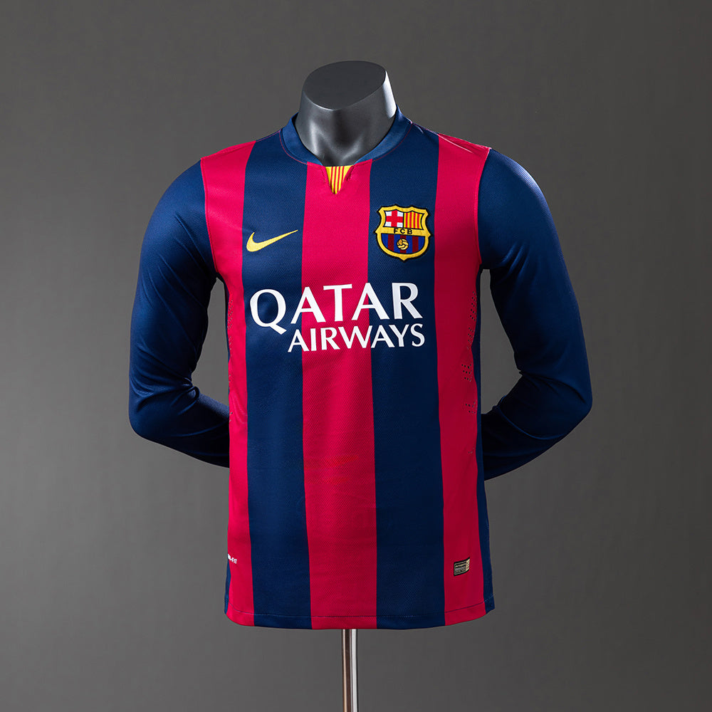 Barcelona Principal Retrô Manga Longa Versão Jogador Camisa 14/15