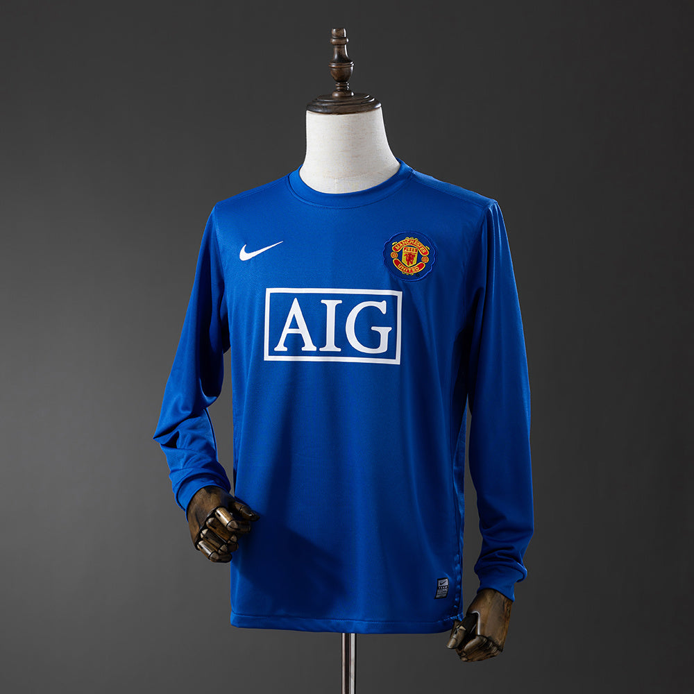 Manchester United Secundária Segunda Retrô Manga Longa Camisa 08/09