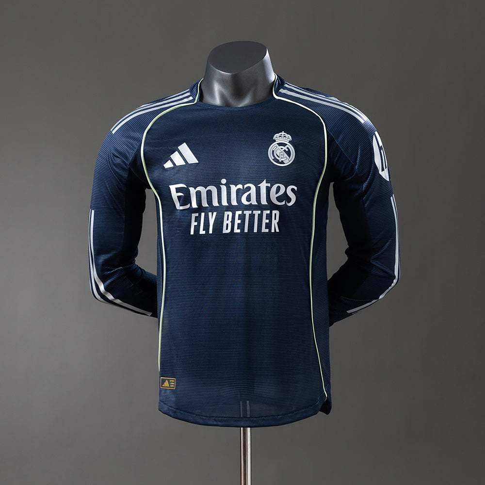 Real Madrid Secundária Manga Longa Versão Jogador Camisa 25/26