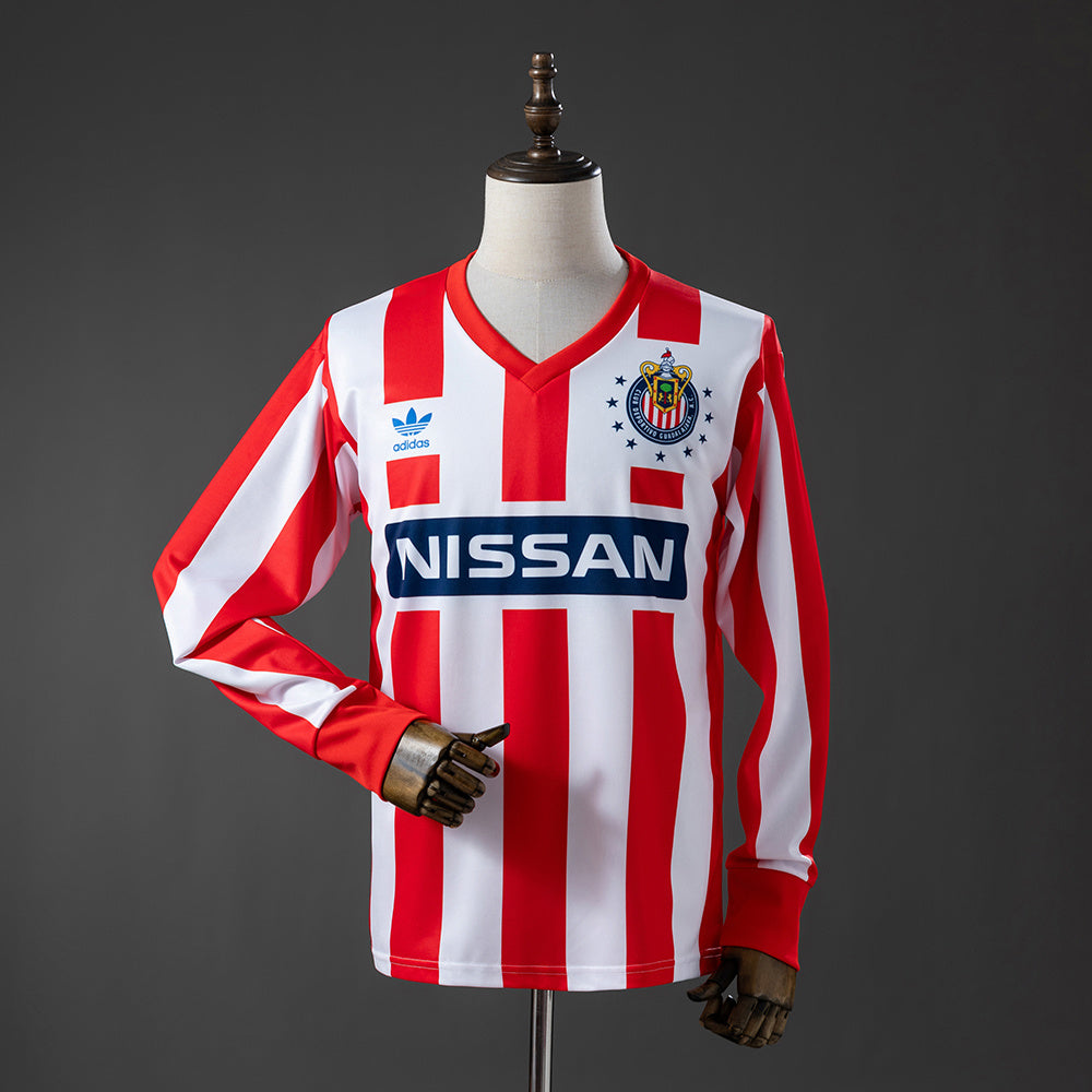 Chivas de Guadalajara Manga Longa Principal Retrô Camisa 90/91