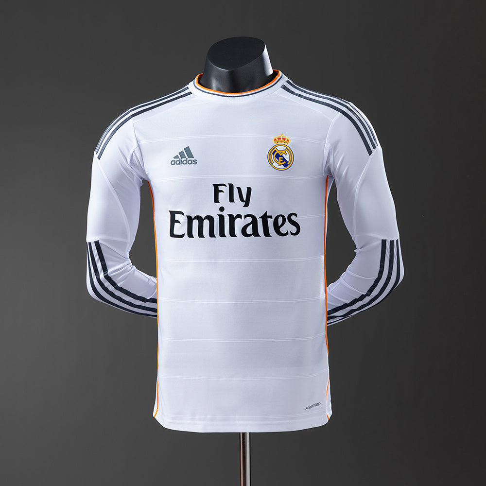 Real Madrid Principal Retrô Manga Longa Versão Jogador Camisa 13/14