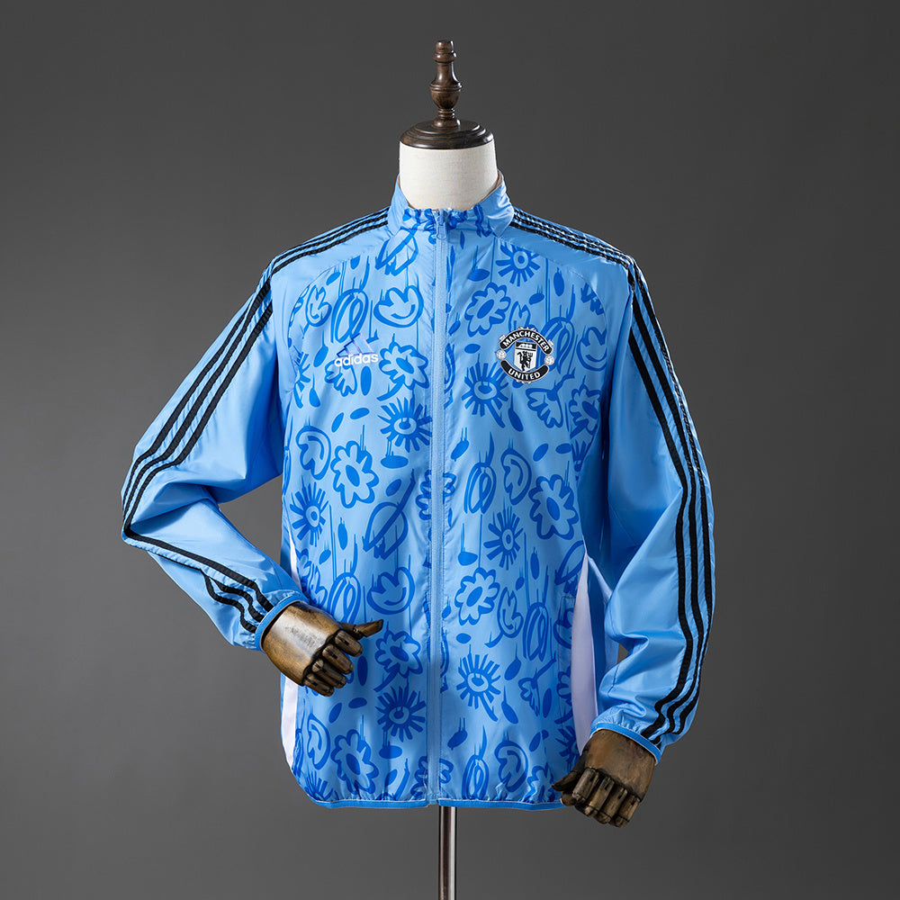 Manchester United Reversible - Bege&Azul Corta Vento Jaqueta
