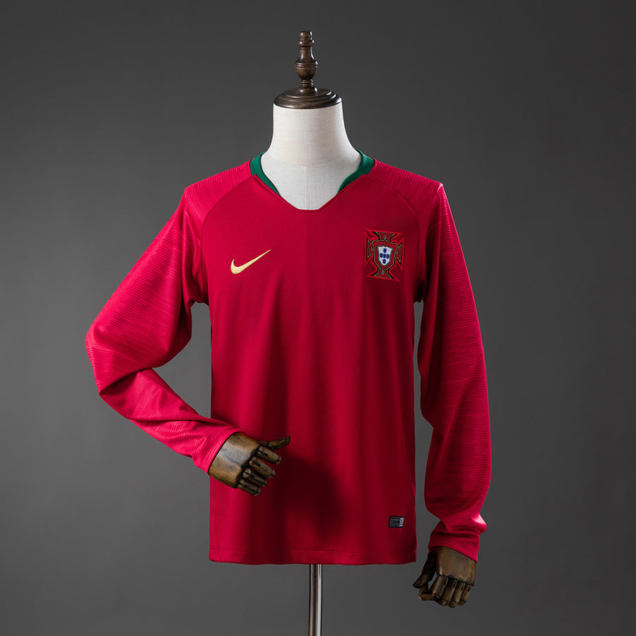 Portugal Long-Sleeved Principal Retrô Camisa 2018