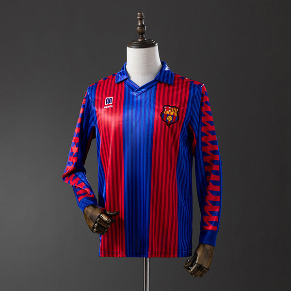 Barcelona Principal Retrô Manga Longa Camisa 1992