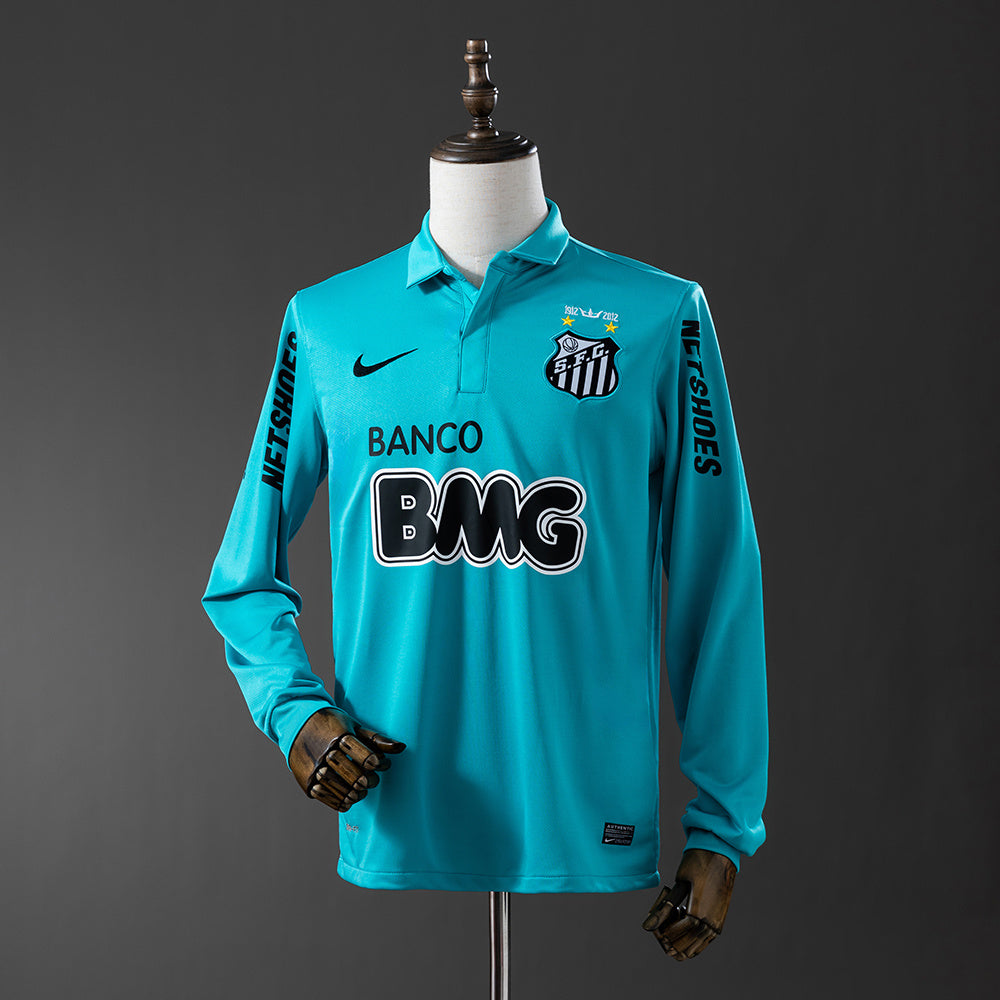 Santos Secundária Segunda Retrô Manga Longa Camisa 12/13