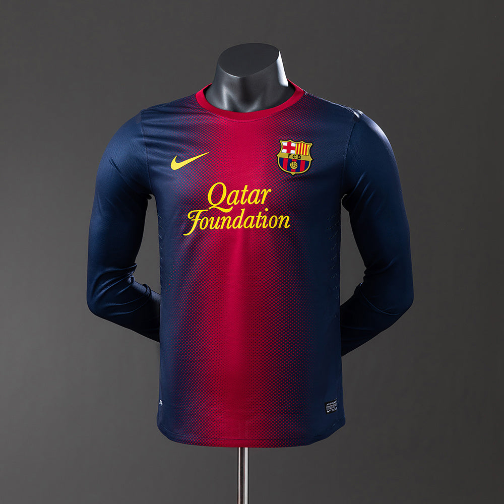 Barcelona Principal Retrô Manga Longa Versão Jogador Camisa 12/13