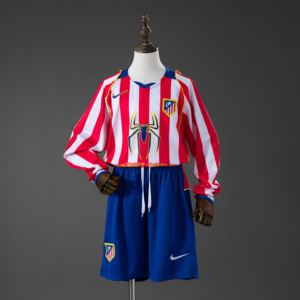 Atletico Madrid Principal Infantil Kit Retrô Manga Longa Camisa 04/05