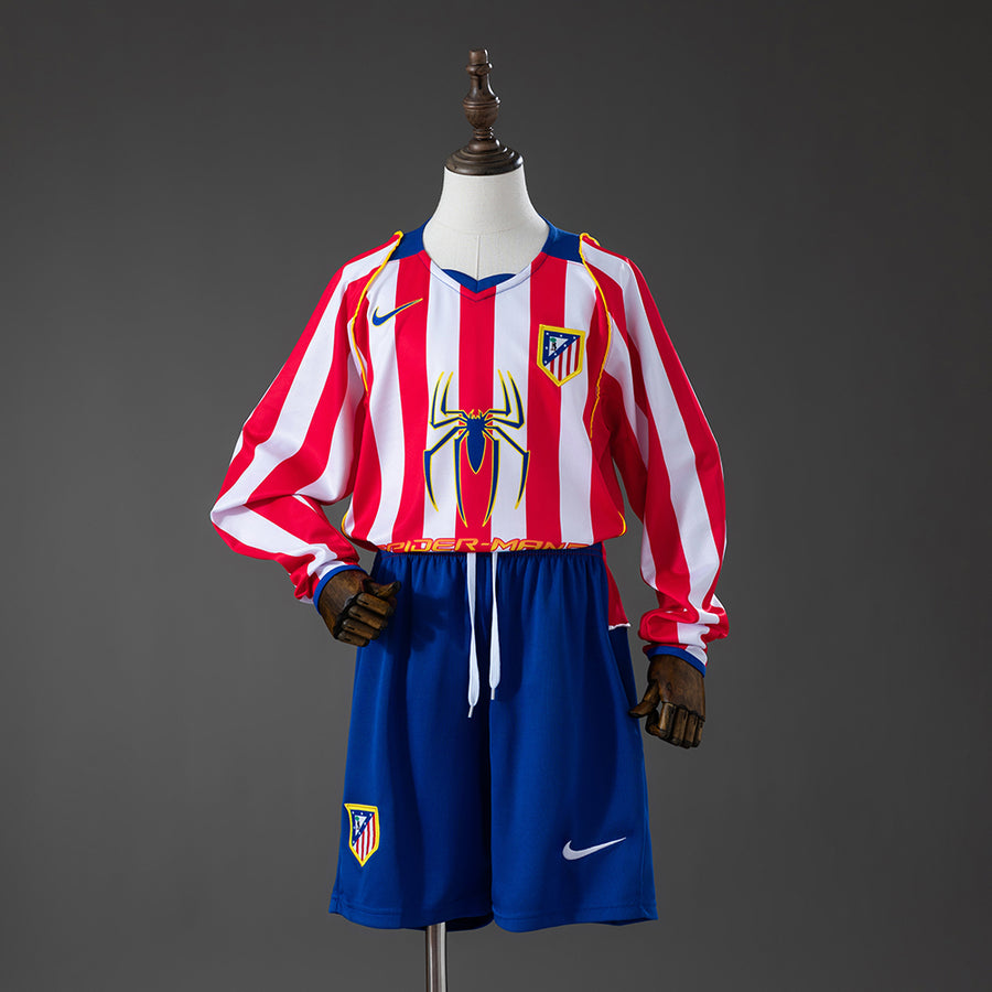 Atletico Madrid Principal Infantil Kit Retrô Manga Longa Camisa 04/05