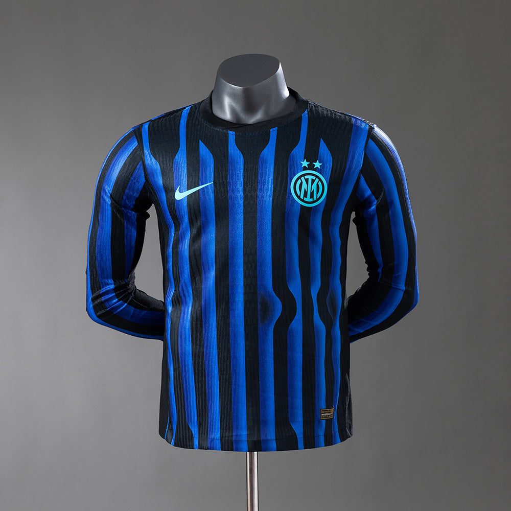 Inter de Milão Principal Manga Longa Versão Jogador Camisa 25/26