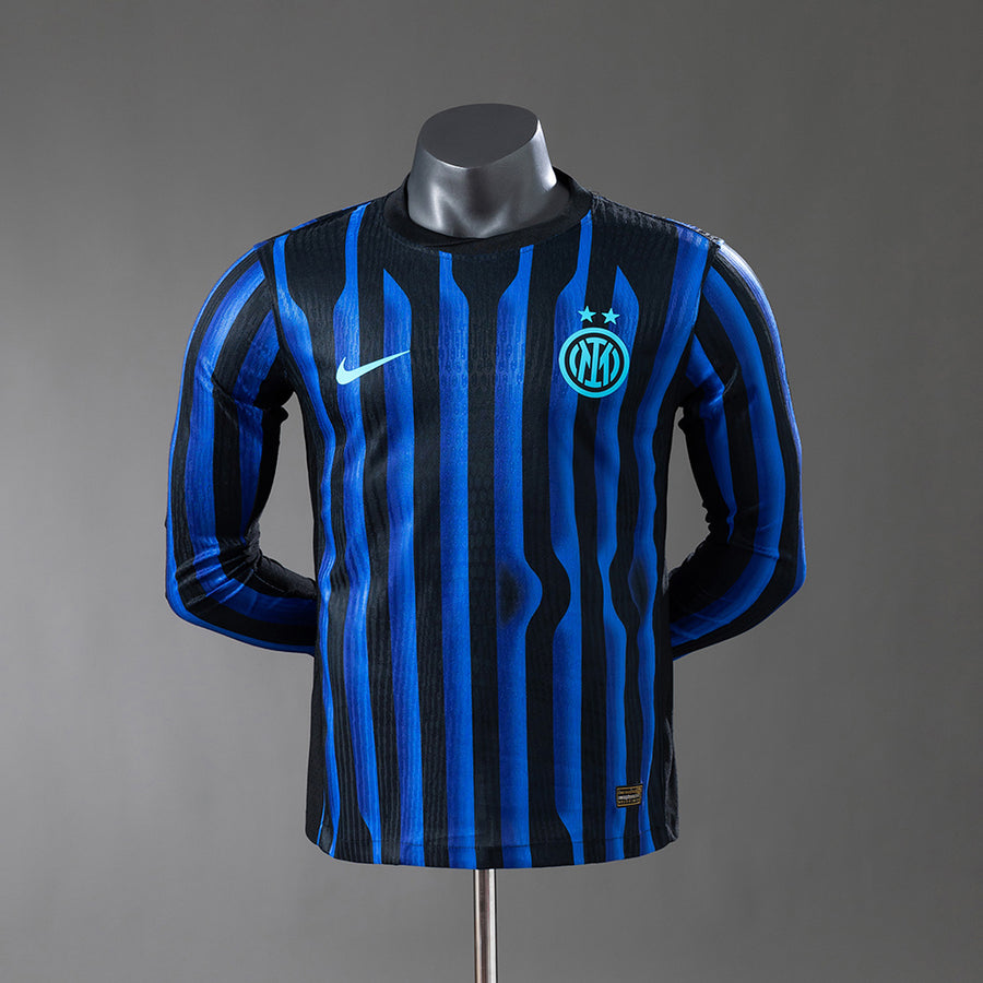 Inter de Milão Principal Manga Longa Versão Jogador Camisa 25/26