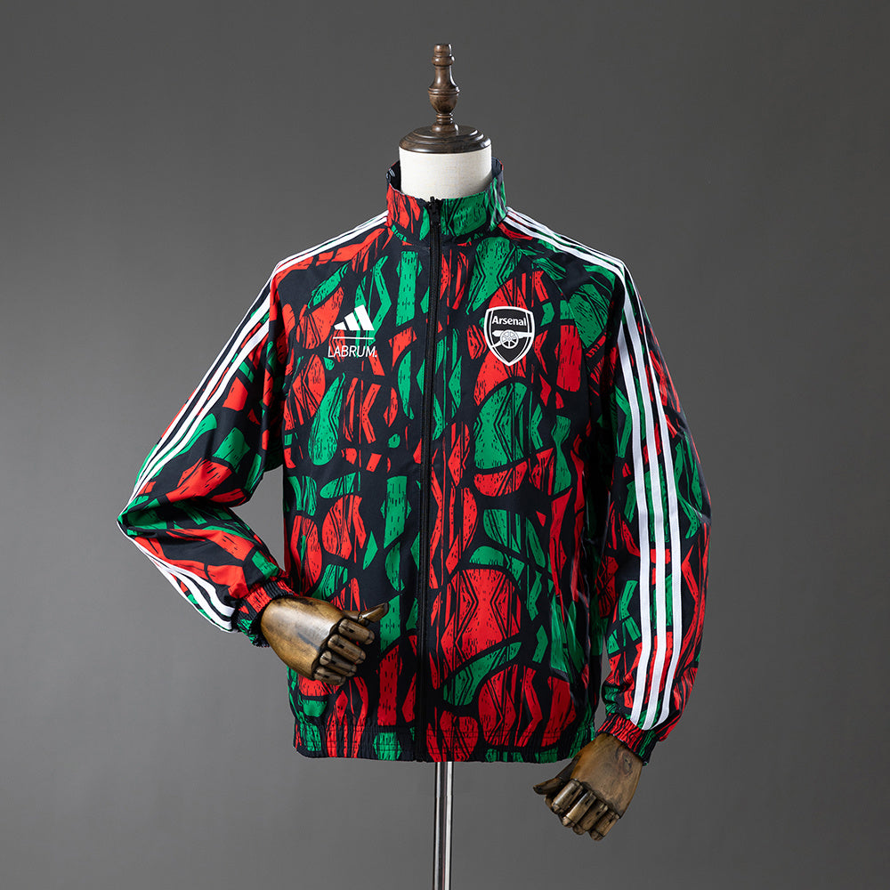 Arsenal Reversible - Vermelho & Preto Corta Vento Jaqueta