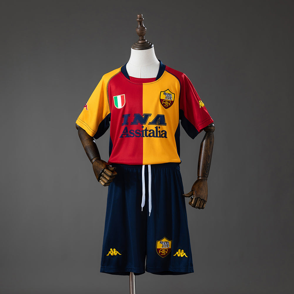 Roma Champion Edição Infantil Kit Retrô Camisa 00/01