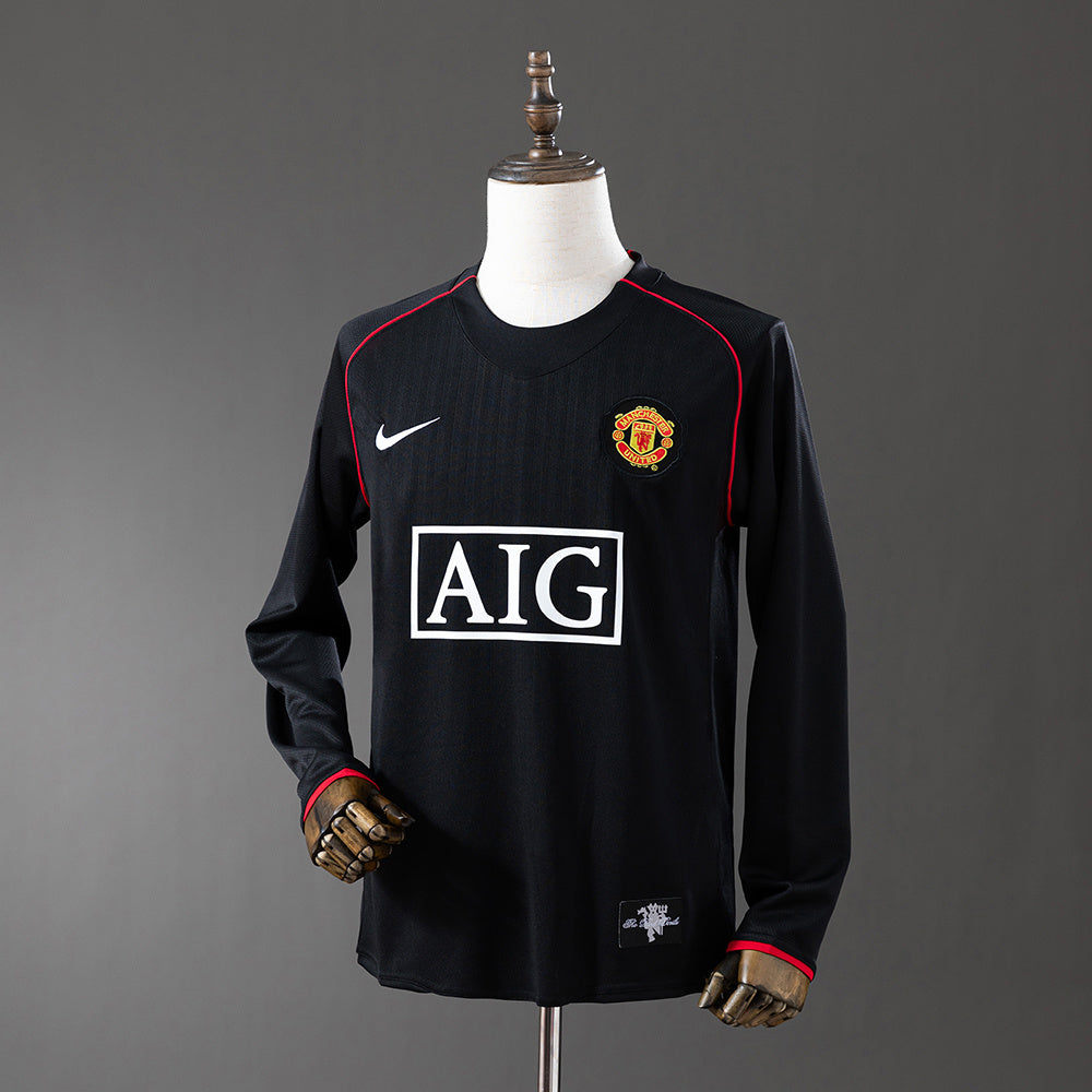 Manchester United Preto Retrô Manga Longa 07/08