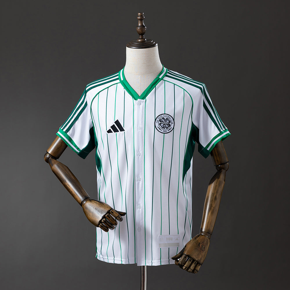 Celtic US Pack Full-Button Baseball Branco Camisa 25/26
