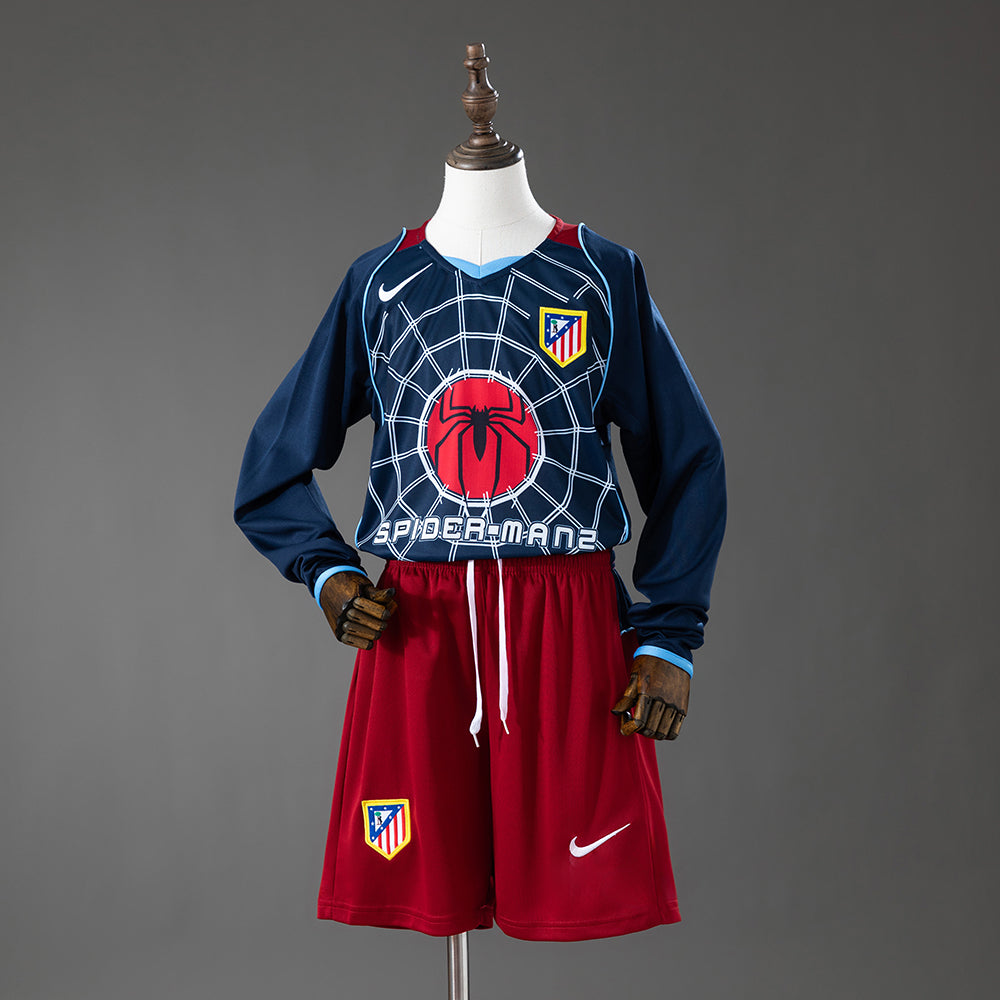 Atletico Madrid Secundária Infantil Kit Retrô Manga Longa Camisa 04/05