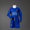 Manchester United Secundária Terceira Infantil Kit Retrô Manga Longa Camisa 08/09