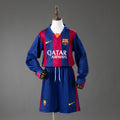 Barcelona Principal Infantil Kit Retrô Manga Longa Camisa 14/15